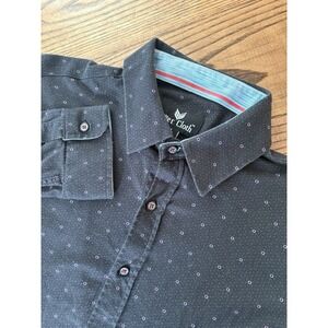 Butter Cloth Men's Large Black Polka Dot Long Sleeve Button‎ Up Shirt